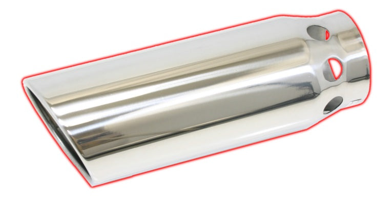 Vented Rolled Angle Cut | Polished 304 Stainless Exhaust Tip