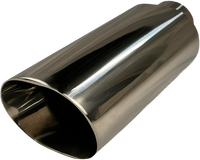 Double Wall Oval Slant | Polished 304 Stainless Exhaust Tip