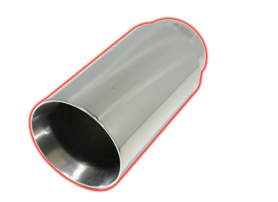 Weld on Dual Wall Slant Tip | Polished 304 Stainless Exhaust Tip